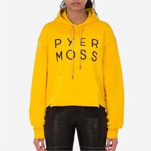 Pyer Moss Classic Logo Cropped Hooded Sweatshirt